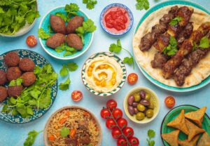 Lebanese Mezze With Hummus, Kibbeh and Grilled Meats